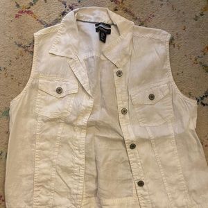 Jones co linen shirt sleeveless top coverup button down
